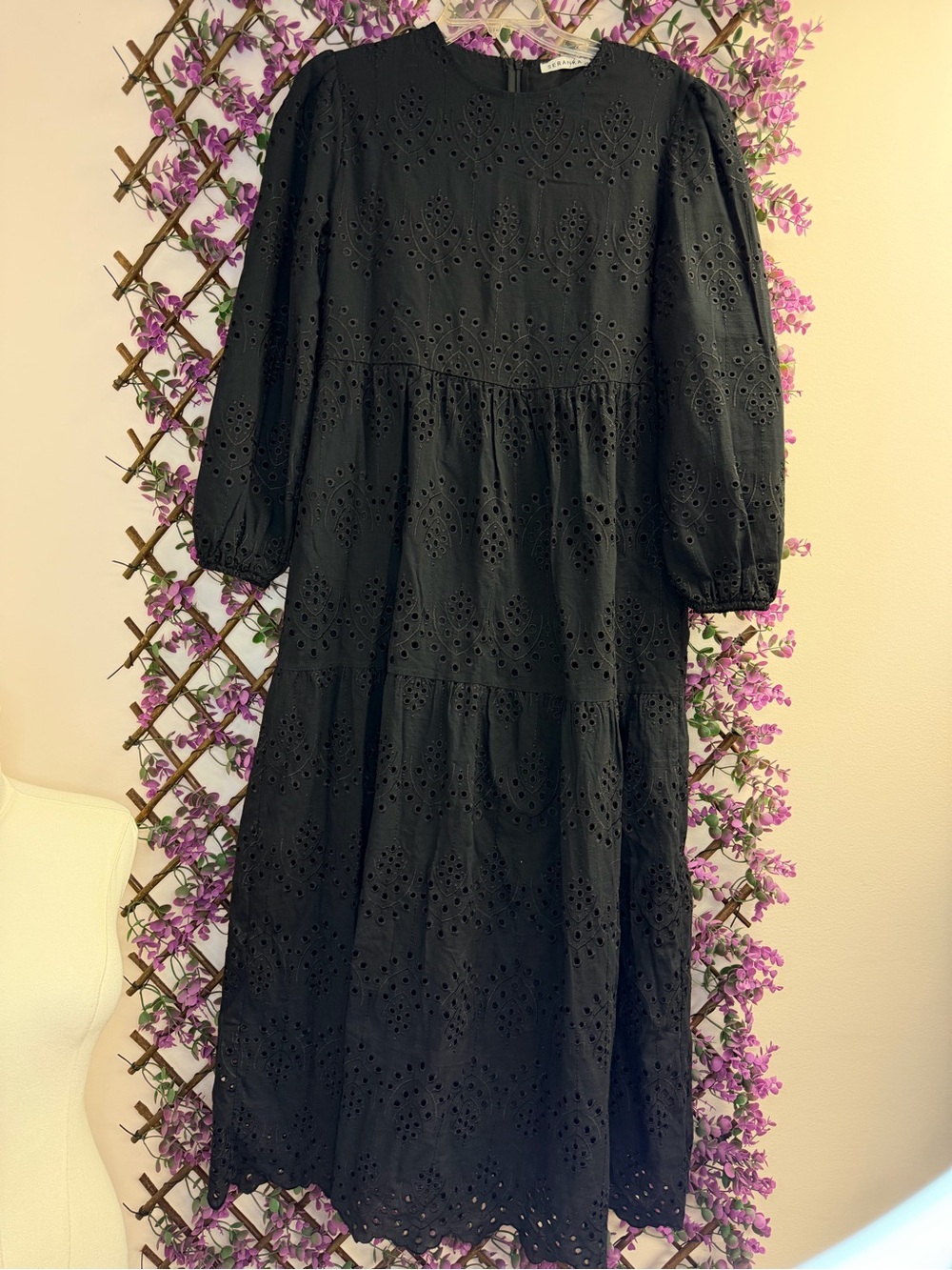 SERANKA Witchy Black Eyelet Maxi  Dress